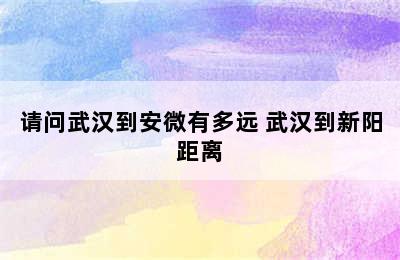 请问武汉到安微有多远 武汉到新阳距离